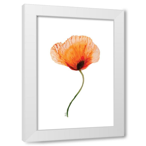 Poppy II White Modern Wood Framed Art Print by Fay, Mela