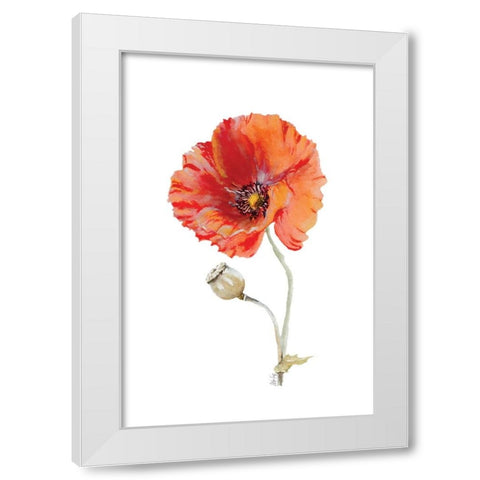 Poppy III White Modern Wood Framed Art Print by Fay, Mela