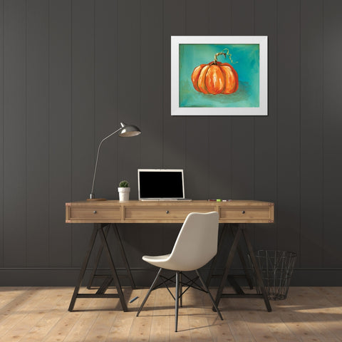 Pumpkin White Modern Wood Framed Art Print by Strong, Molly Susan