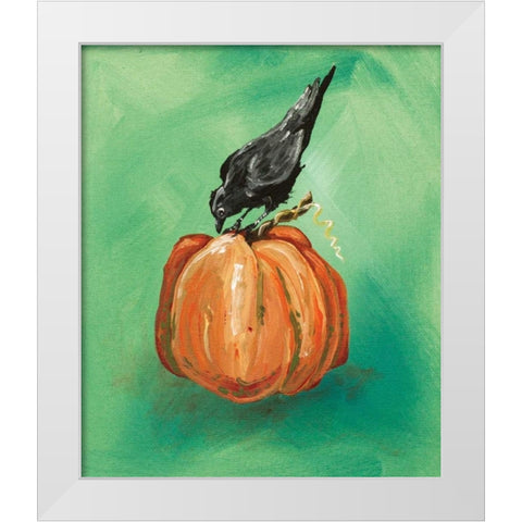 Pumpkin and Bird White Modern Wood Framed Art Print by Strong, Molly Susan