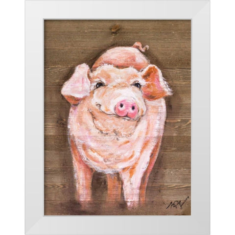 Pig White Modern Wood Framed Art Print by Strong, Molly Susan