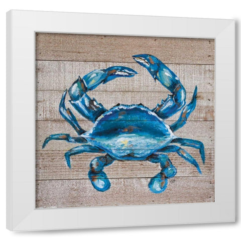 Blue Crab White Modern Wood Framed Art Print by Strong, Molly Susan