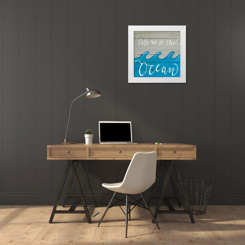 Take Me to the Ocean White Modern Wood Framed Art Print by Strong, Molly Susan