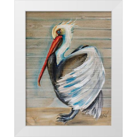 Pelican White Modern Wood Framed Art Print by Strong, Molly Susan