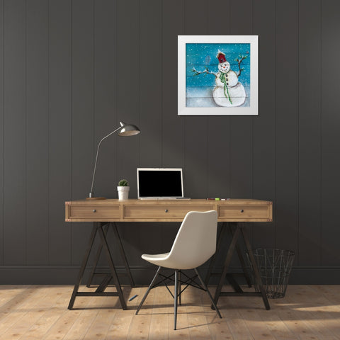 Snowman I White Modern Wood Framed Art Print by Strong, Molly Susan