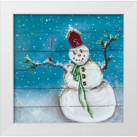 Snowman I White Modern Wood Framed Art Print by Strong, Molly Susan