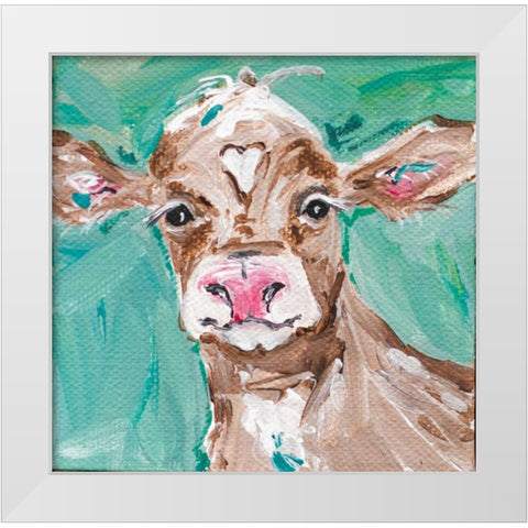 Heart Head Cow White Modern Wood Framed Art Print by Strong, Molly Susan