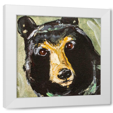 Black Bear White Modern Wood Framed Art Print by Strong, Molly Susan