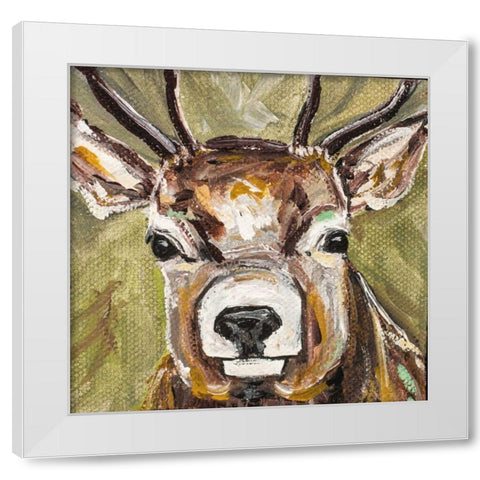 Deer White Modern Wood Framed Art Print by Strong, Molly Susan