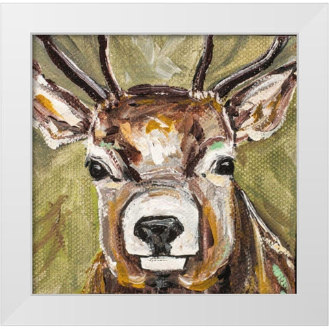 Deer White Modern Wood Framed Art Print by Strong, Molly Susan