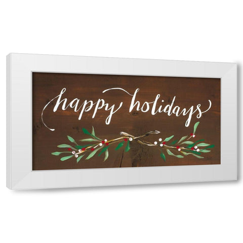 Happy Holidays White Modern Wood Framed Art Print by Strong, Molly Susan