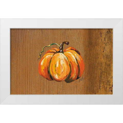 Orange Pumpkin White Modern Wood Framed Art Print by Strong, Molly Susan
