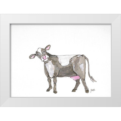 Cow White Modern Wood Framed Art Print by Strong, Molly Susan