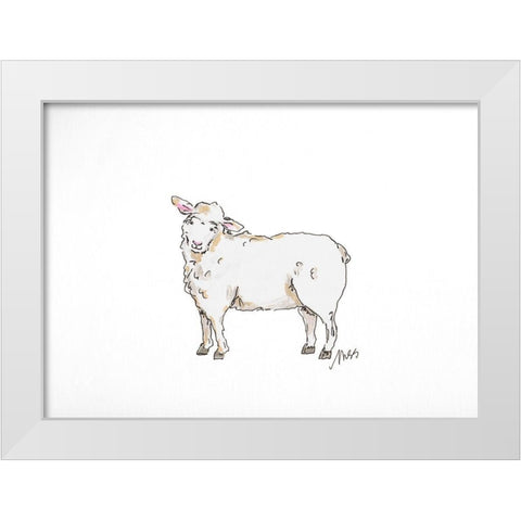 Sheep White Modern Wood Framed Art Print by Strong, Molly Susan