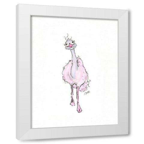Ostrich White Modern Wood Framed Art Print by Strong, Molly Susan