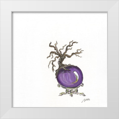 Crystal Ball Creepy Tree White Modern Wood Framed Art Print by Strong, Molly Susan