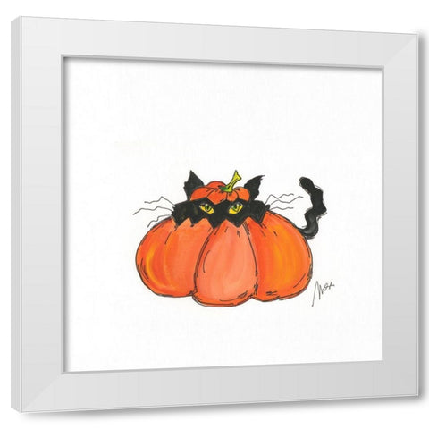 Jack o Cat White Modern Wood Framed Art Print by Strong, Molly Susan