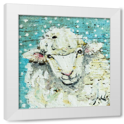Sheep White Modern Wood Framed Art Print by Strong, Molly Susan