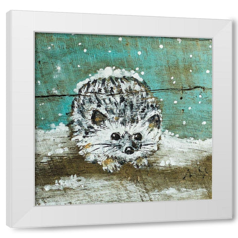 Hedgehog White Modern Wood Framed Art Print by Strong, Molly Susan