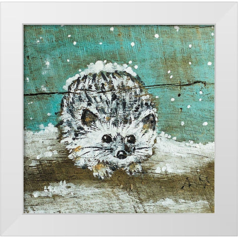 Hedgehog White Modern Wood Framed Art Print by Strong, Molly Susan