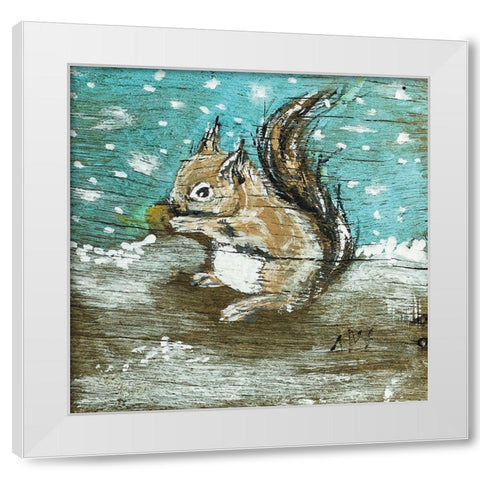Squirrel White Modern Wood Framed Art Print by Strong, Molly Susan