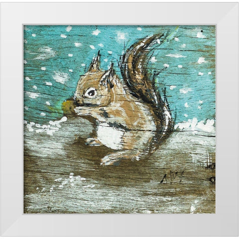 Squirrel White Modern Wood Framed Art Print by Strong, Molly Susan