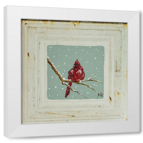 Cardinal in Snow White Modern Wood Framed Art Print by Strong, Molly Susan