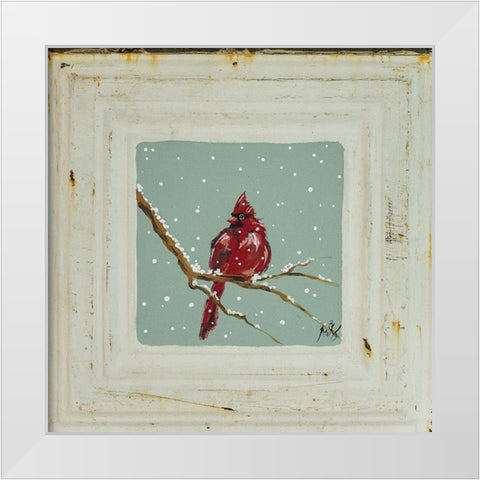 Cardinal in Snow White Modern Wood Framed Art Print by Strong, Molly Susan