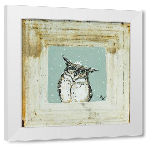 Owl in Snow White Modern Wood Framed Art Print by Strong, Molly Susan