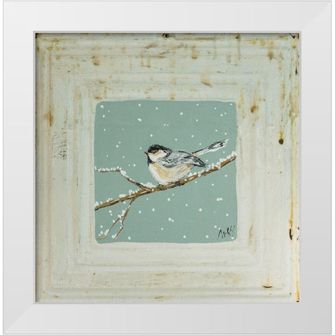 Chickadee in Snow White Modern Wood Framed Art Print by Strong, Molly Susan