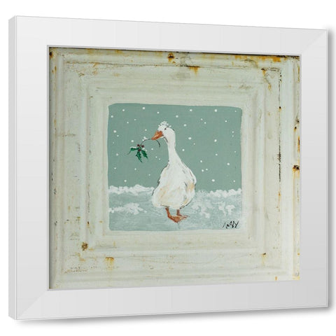Goose in Snow White Modern Wood Framed Art Print by Strong, Molly Susan