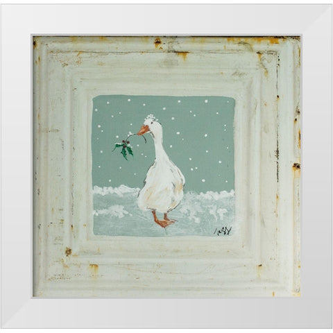 Goose in Snow White Modern Wood Framed Art Print by Strong, Molly Susan