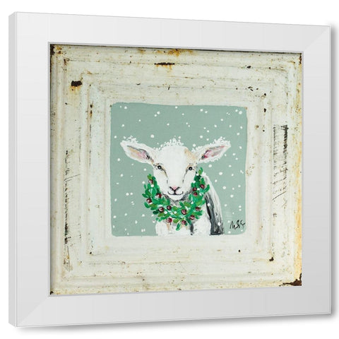 Lamb in Snow White Modern Wood Framed Art Print by Strong, Molly Susan