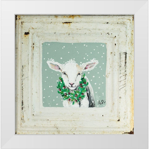 Lamb in Snow White Modern Wood Framed Art Print by Strong, Molly Susan