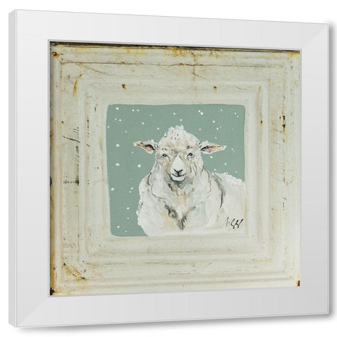 Sheep in Snow White Modern Wood Framed Art Print by Strong, Molly Susan