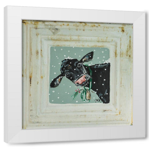 Cow in Snow White Modern Wood Framed Art Print by Strong, Molly Susan