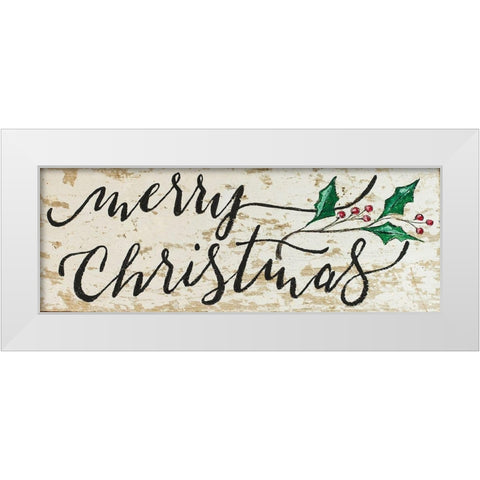 Merry Christmas White Modern Wood Framed Art Print by Strong, Molly Susan