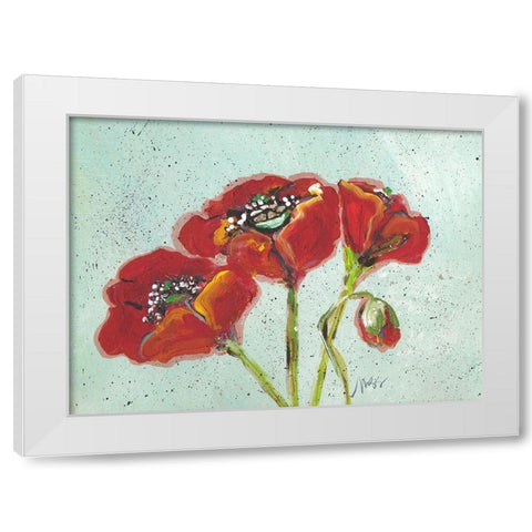 Poppies III White Modern Wood Framed Art Print by Strong, Molly Susan