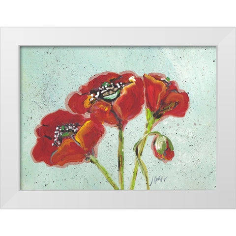 Poppies III White Modern Wood Framed Art Print by Strong, Molly Susan