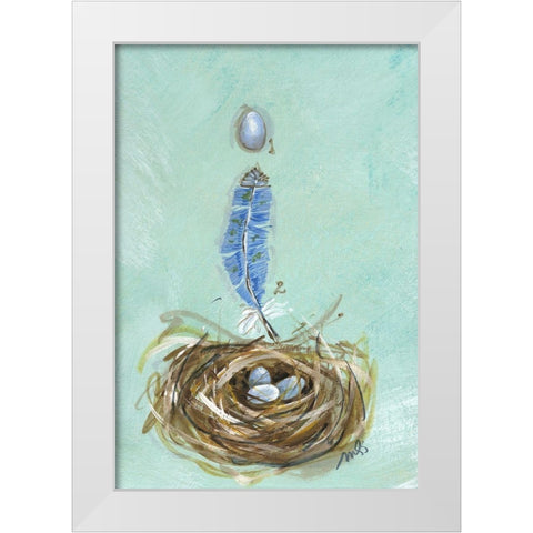 Bluebird White Modern Wood Framed Art Print by Strong, Molly Susan