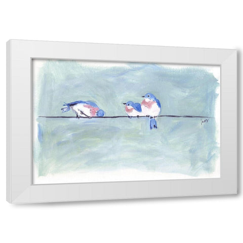 Birds on a Wire II White Modern Wood Framed Art Print by Strong, Molly Susan