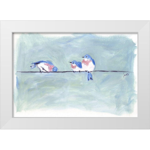 Birds on a Wire II White Modern Wood Framed Art Print by Strong, Molly Susan