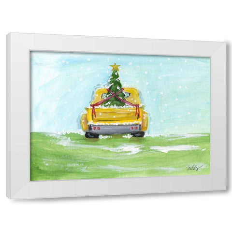 Christmas Pick-Up White Modern Wood Framed Art Print by Strong, Molly Susan