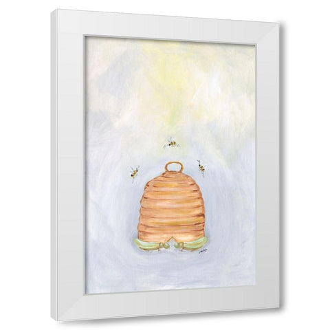 Bees White Modern Wood Framed Art Print by Strong, Molly Susan