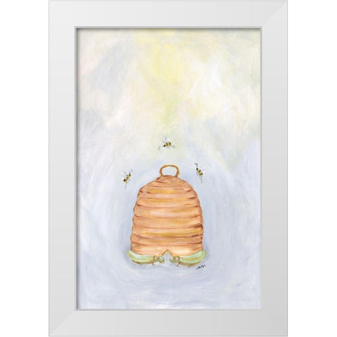 Bees White Modern Wood Framed Art Print by Strong, Molly Susan