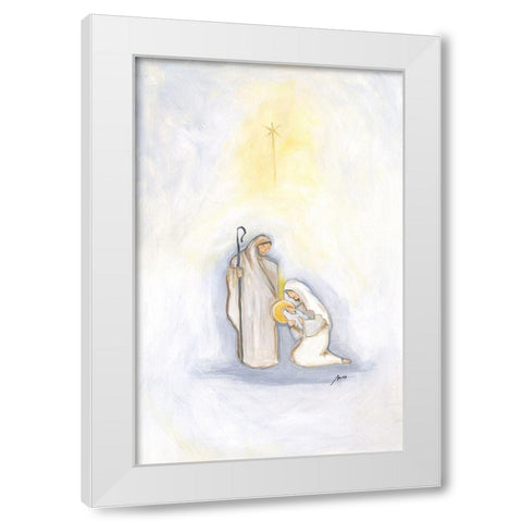 Jesus Mary and Joseph White Modern Wood Framed Art Print by Strong, Molly Susan