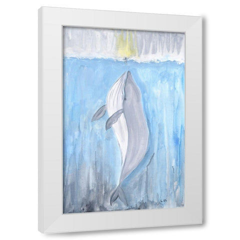 Whale White Modern Wood Framed Art Print by Strong, Molly Susan