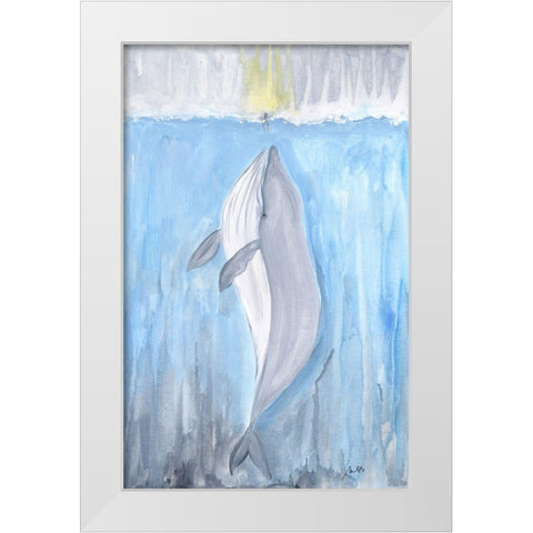 Whale White Modern Wood Framed Art Print by Strong, Molly Susan