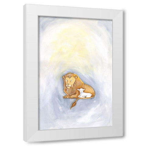 Lion and Lamb White Modern Wood Framed Art Print by Strong, Molly Susan