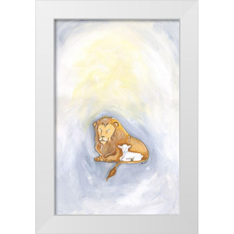 Lion and Lamb White Modern Wood Framed Art Print by Strong, Molly Susan